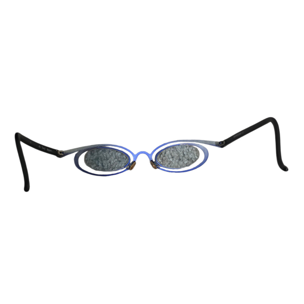 Vintage Theo Belgium Eyeglasses Blue Silver & Black Oval Avant-Garde Frames - Picture 6 of 6